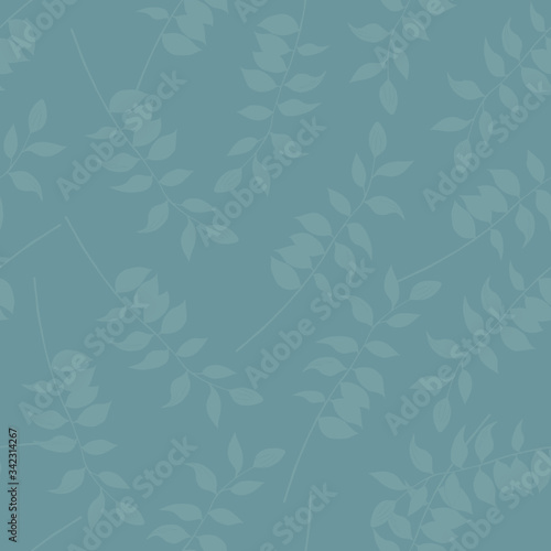 Vector seamless spring pattern with branches. Turquoise background