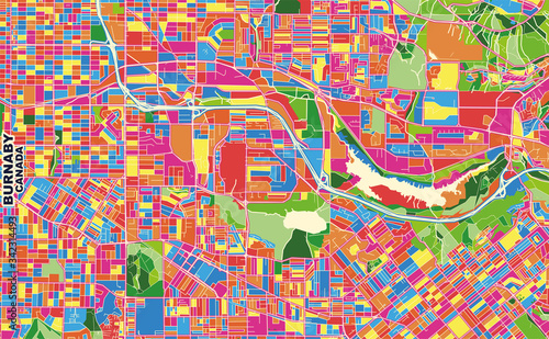Burnaby, British Columbia, Canada, colorful vector map