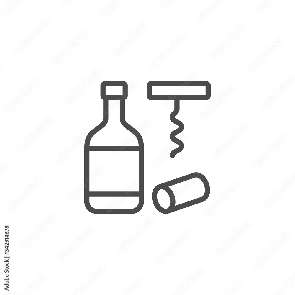 Bottle corkscrew line outline icon Bottle corkscrew line outline icon