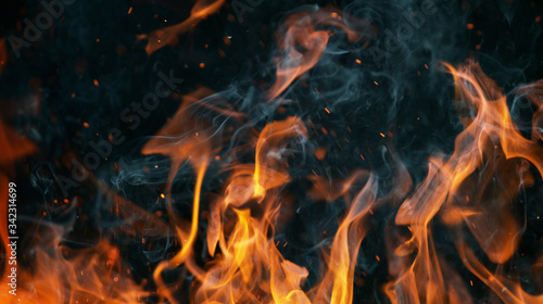 Closeup of fire on black background