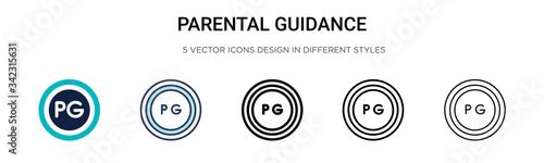Parental guidance sign icon in filled, thin line, outline and stroke style. Vector illustration of two colored and black parental guidance sign vector icons designs can be used for mobile, ui, web
