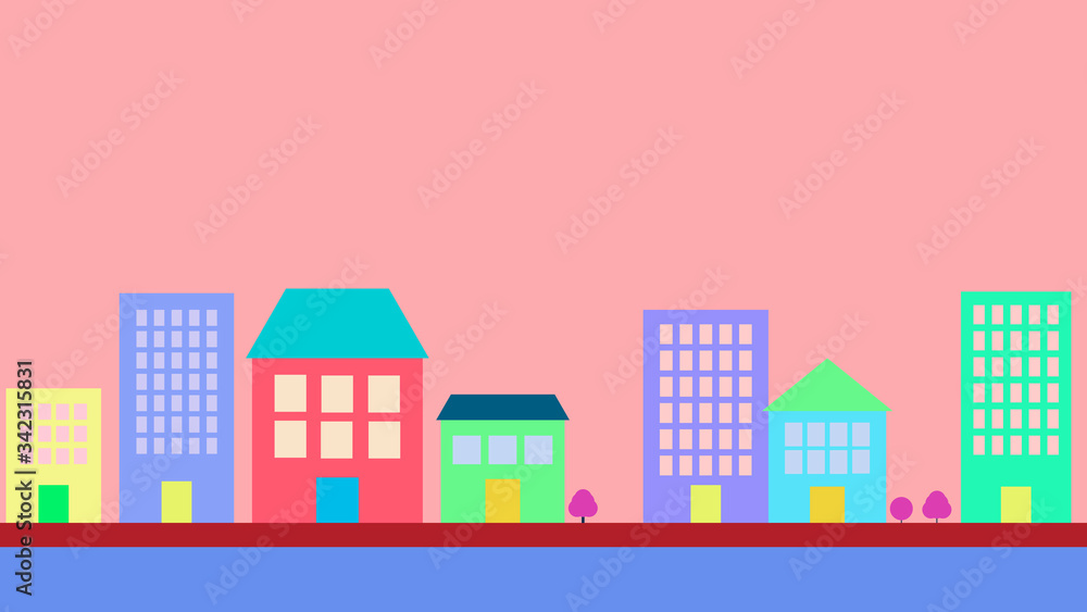Skyline concept illustration. Beautiful cartoon cityscape background Skyline concept illustration. Beautiful cartoon cityscape background