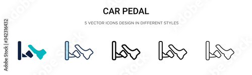 Car pedal icon in filled, thin line, outline and stroke style. Vector illustration of two colored and black car pedal vector icons designs can be used for mobile, ui, web photo