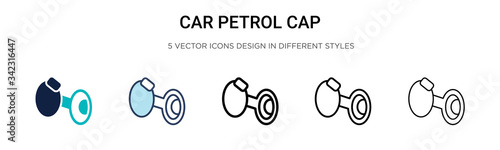Car petrol cap icon in filled, thin line, outline and stroke style. Vector illustration of two colored and black car petrol cap vector icons designs can be used for mobile, ui, web