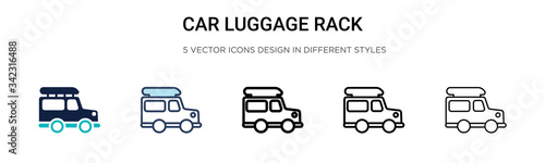 Car luggage rack icon in filled, thin line, outline and stroke style. Vector illustration of two colored and black car luggage rack vector icons designs can be used for mobile, ui, web