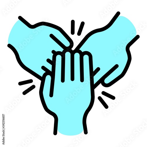 Cohesion teamwork hands icon. Outline cohesion teamwork hands vector icon for web design isolated on white background