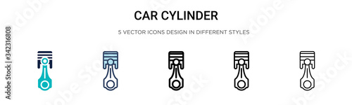 Car cylinder icon in filled, thin line, outline and stroke style. Vector illustration of two colored and black car cylinder vector icons designs can be used for mobile, ui, web
