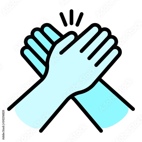 Friendship cohesion hands icon. Outline friendship cohesion hands vector icon for web design isolated on white background