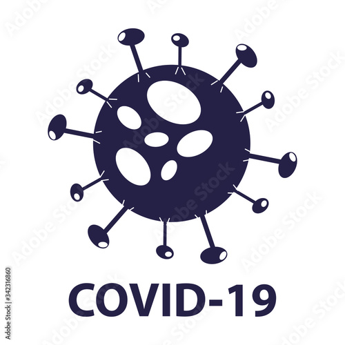 Coronavirus 2019-nCoV. Corona virus icon. Black on white background isolated. China pathogen respiratory infection (asian flu outbreak). influenza pandemic. virion of Corona-virus. Vector