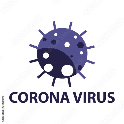Coronavirus 2019-nCoV. Corona virus icon. Black on white background isolated. China pathogen respiratory infection (asian flu outbreak). influenza pandemic. virion of Corona-virus. Vector