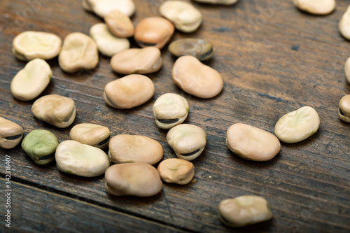 beans on a wooden background