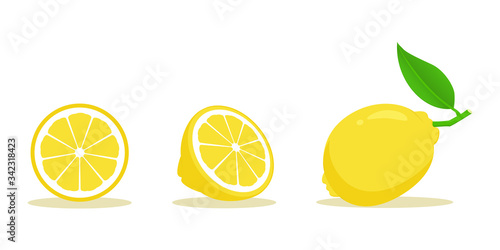 Lemon full and halfcut colorful vector design photo