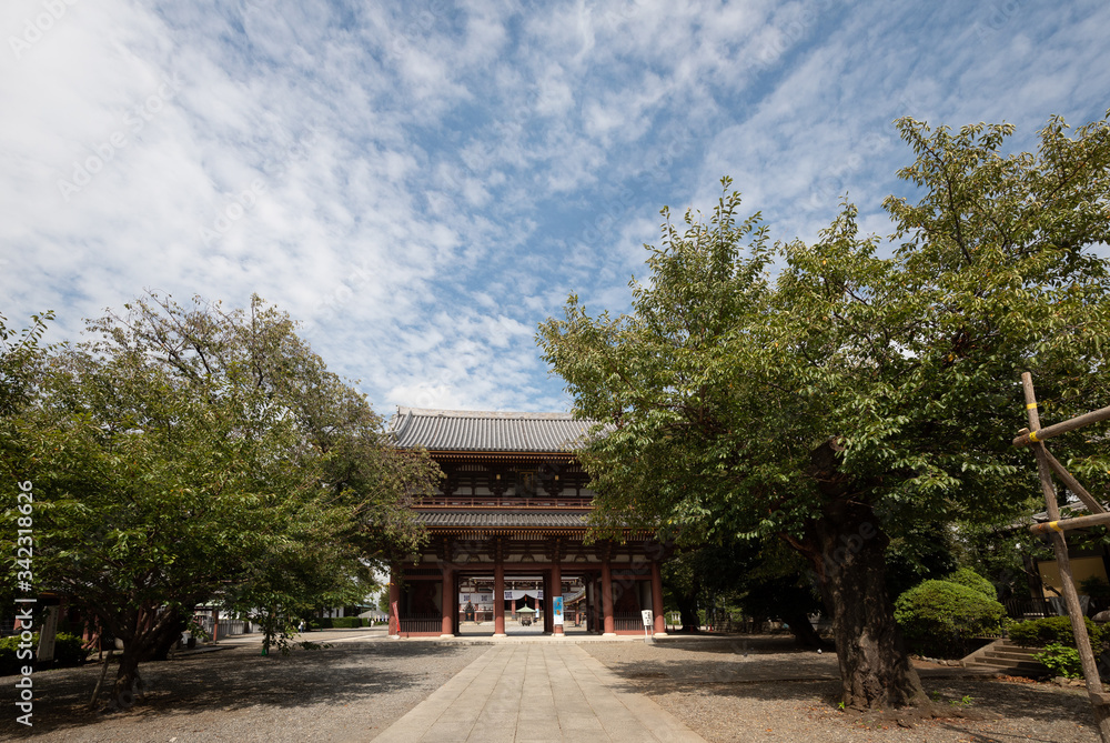 池上本門寺境内の山門、仁王門。池上本門寺は東京都大田区にある鎌倉時代からの寺院。