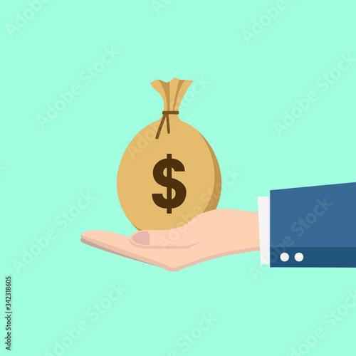 Earn Receive money bag vector icon