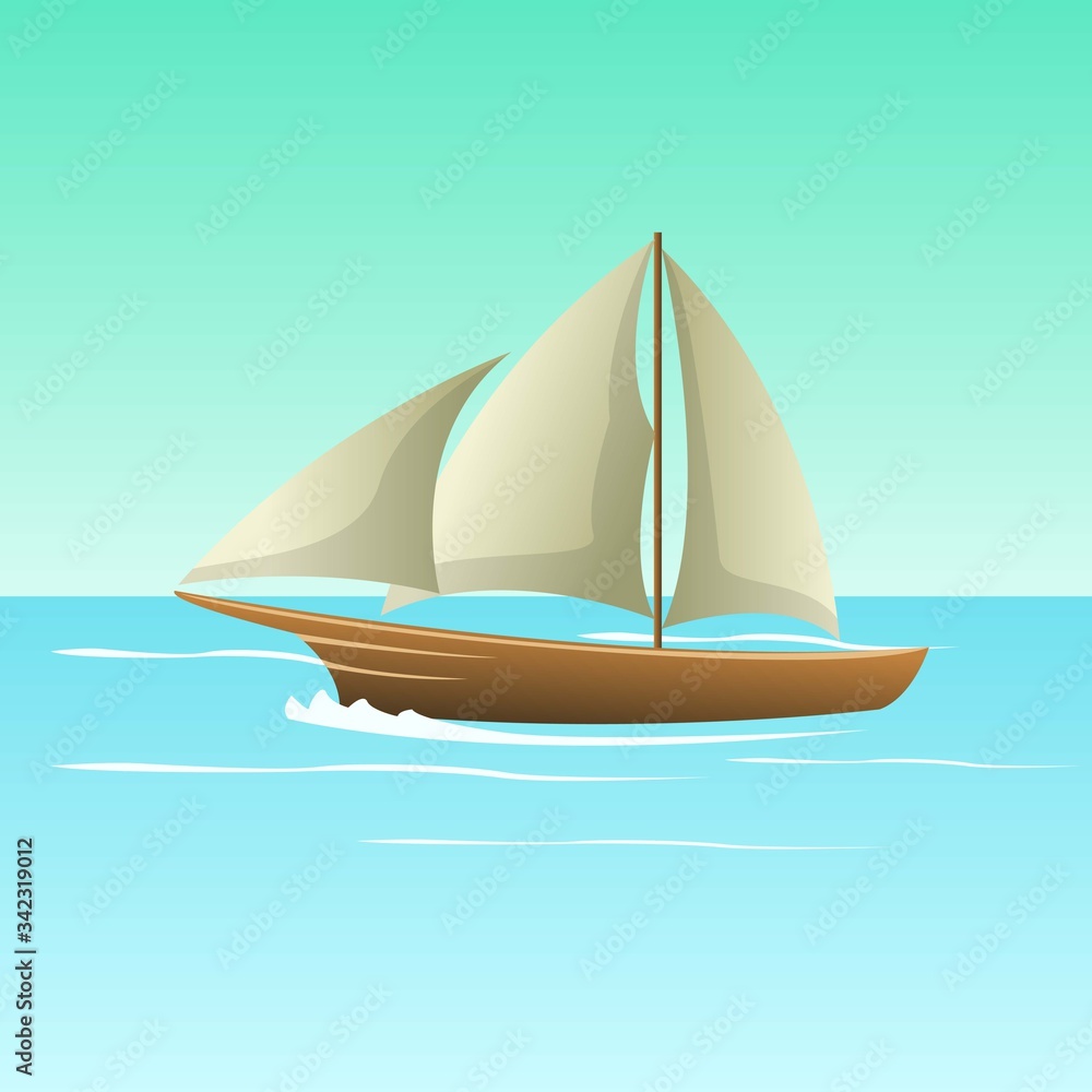 Illustration of Sailboat in the Sea Illustration of Sailboat in the Sea