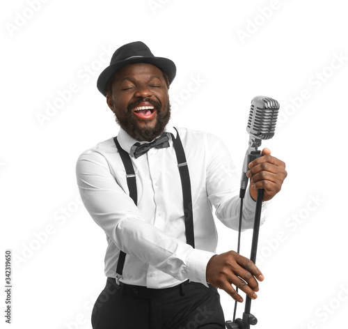 Photography Male African-American singer on white background
