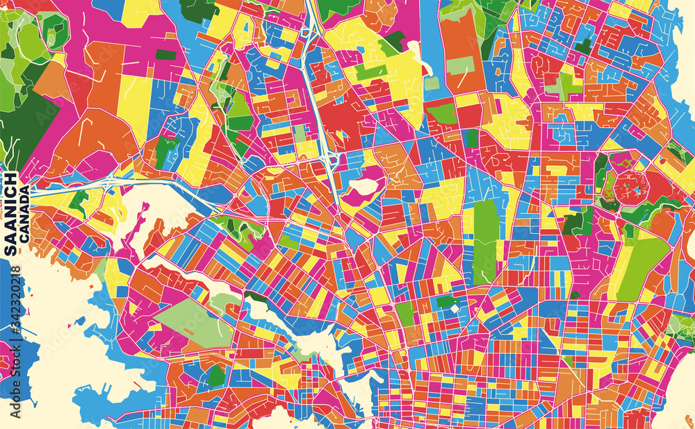 Obraz premium Saanich, British Columbia, Canada, colorful vector map