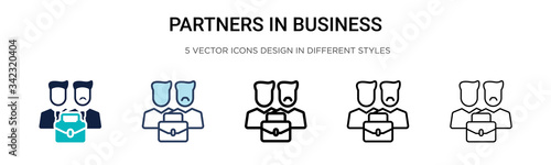 Partners in business icon in filled, thin line, outline and stroke style. Vector illustration of two colored and black partners in business vector icons designs can be used for mobile, ui, web