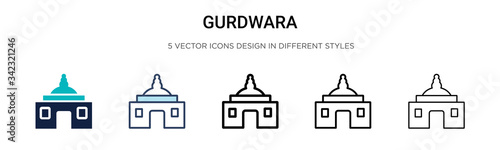 Gurdwara icon in filled, thin line, outline and stroke style. Vector illustration of two colored and black gurdwara vector icons designs can be used for mobile, ui, web