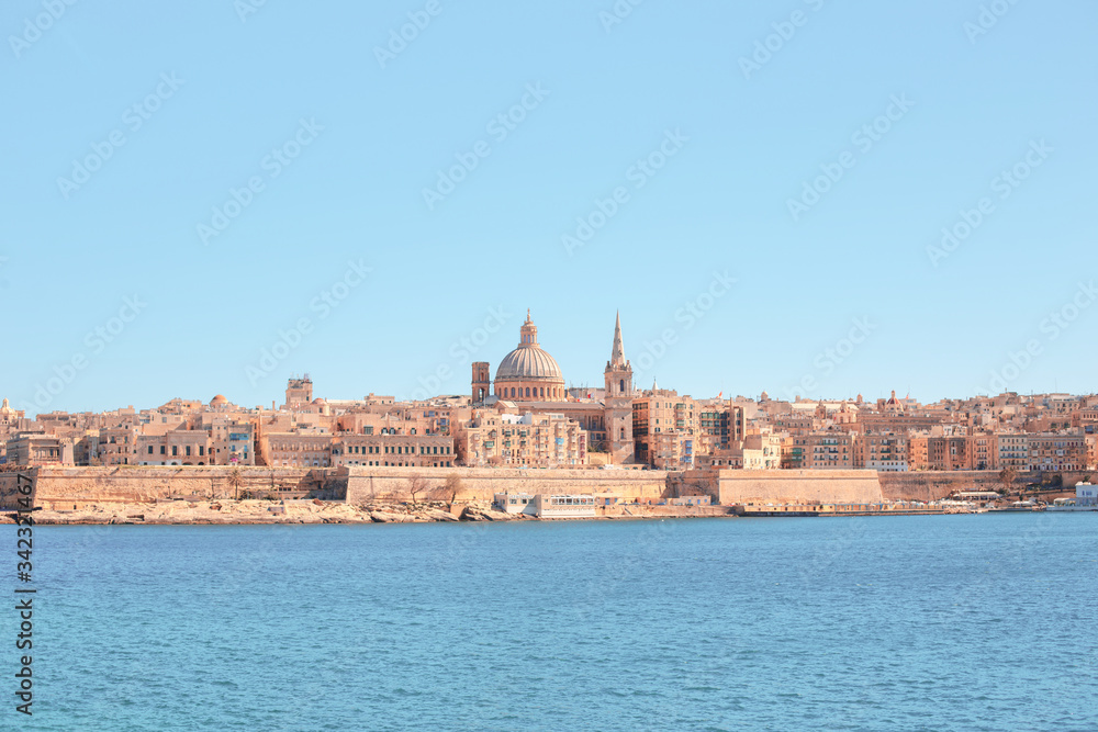 an amazing panoramic view of an ancient capital city Valletta in Malta