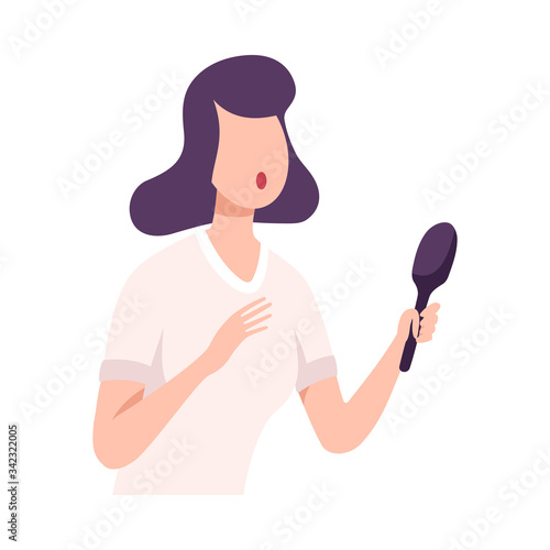 Female Journalist Making Interview, Professional Reporter Character with Microphone Interviewing, Presenting News Flat Vector Illustration