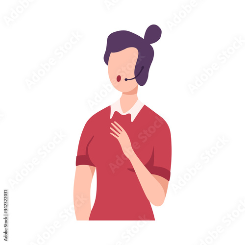 Female Journalist Making Interview, Professional Reporter Character with Headset Interviewing, Presenting News Flat Vector Illustration