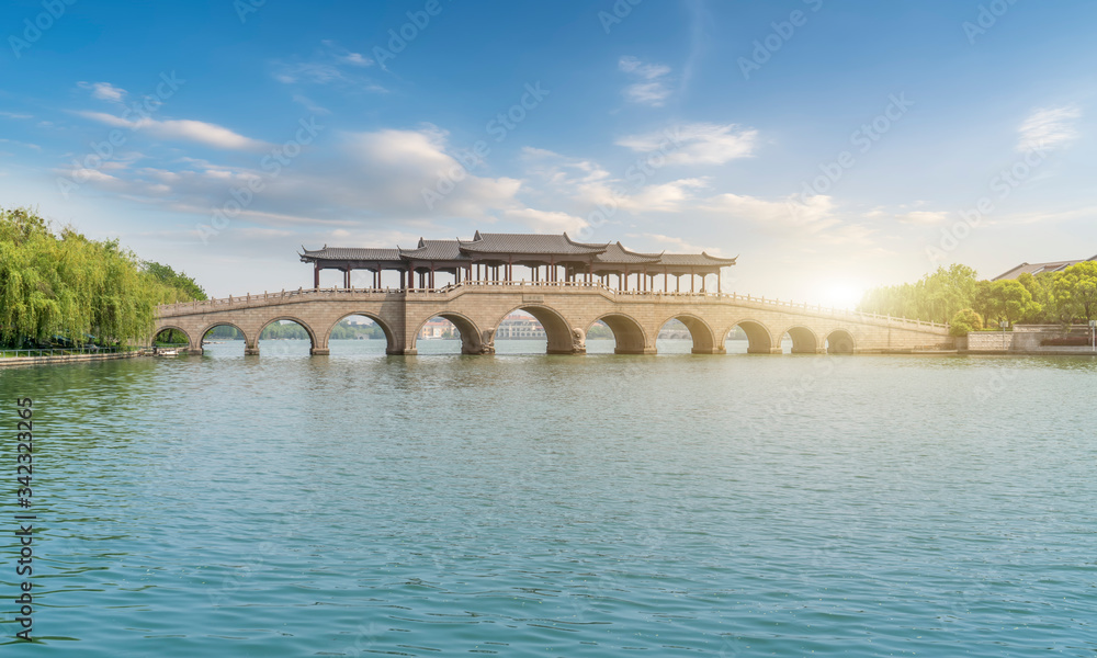 Fototapeta premium Suzhou Jinji Lake and urban modern architectural landscape