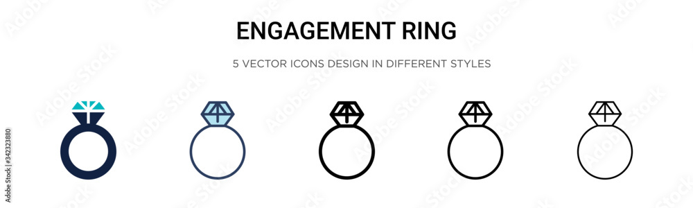 Engagement ring icon in filled, thin line, outline and stroke style ...