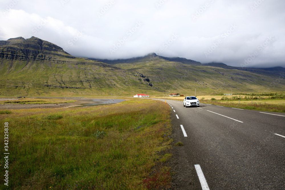 Fototapeta premium Iceland - August 29, 2017: A view of the Ring Road the main road in Iceland, Iceland, Europe