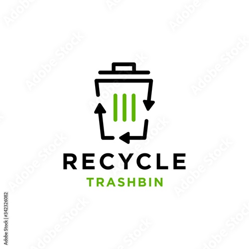 simple line recycle trash bin icon isolated sign symbol vector illustration in trendy linear style