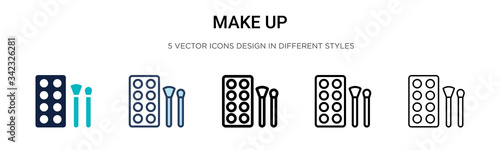 Make up icon in filled, thin line, outline and stroke style. Vector illustration of two colored and black make up vector icons designs can be used for mobile, ui, web