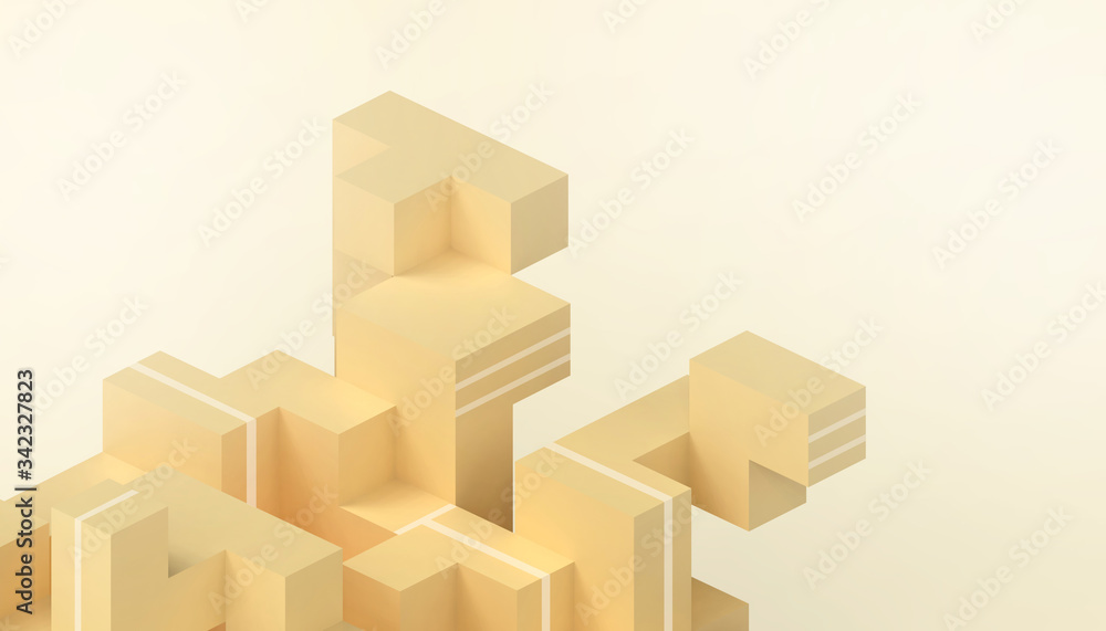 Creative idea Geometric orange square boxes in random form in the concept of a ladder of success form Grame Concept on Yellow Background - 3d rendering Creative idea Geometric orange square boxes in random form in the concept of a ladder of success form Grame Concept on Yellow Background - 3d rendering
