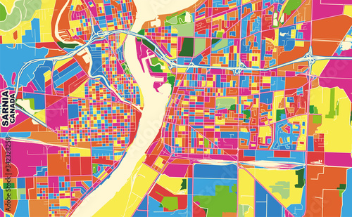 Sarnia, Ontario, Canada, colorful vector map