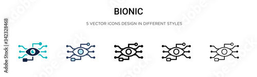 Bionic icon in filled, thin line, outline and stroke style. Vector illustration of two colored and black bionic vector icons designs can be used for mobile, ui, web