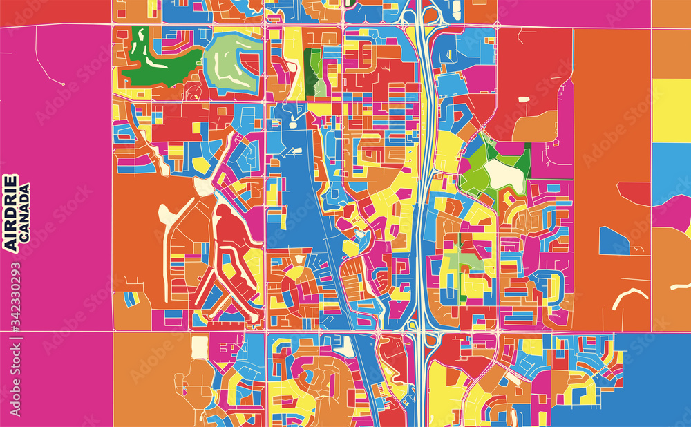 Airdrie, Alberta, Canada, colorful vector map