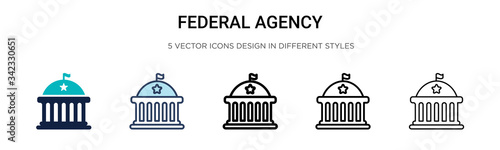 Federal agency icon in filled, thin line, outline and stroke style. Vector illustration of two colored and black federal agency vector icons designs can be used for mobile, ui, web photo