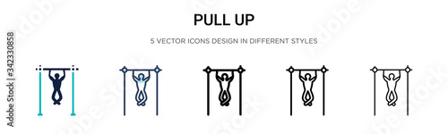 Pull up icon in filled, thin line, outline and stroke style. Vector illustration of two colored and black pull up vector icons designs can be used for mobile, ui, web