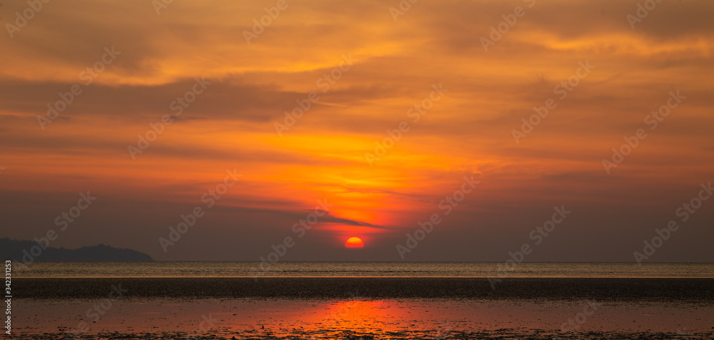 beautiful sunset at sea at twilight time background image