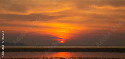 beautiful sunset at sea at twilight time background image