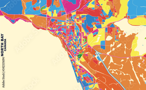 North Bay, Ontario, Canada, colorful vector map
