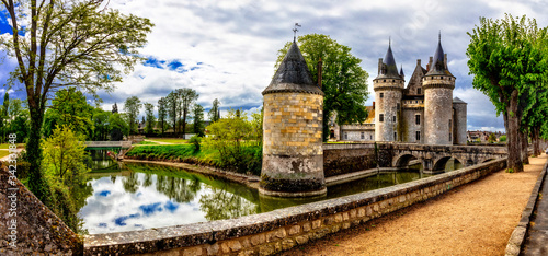 Travel and landmarks of France. medieval castle - Sully-sur-Loire, famous Loire valley