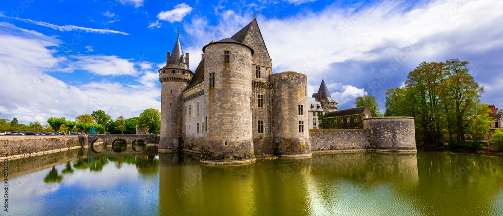Travel and landmarks of France. medieval castle - Sully-sur-Loire, famous Loire valley