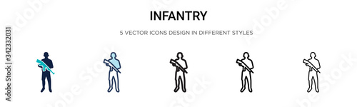 Fotografie, Tablou Infantry icon in filled, thin line, outline and stroke style