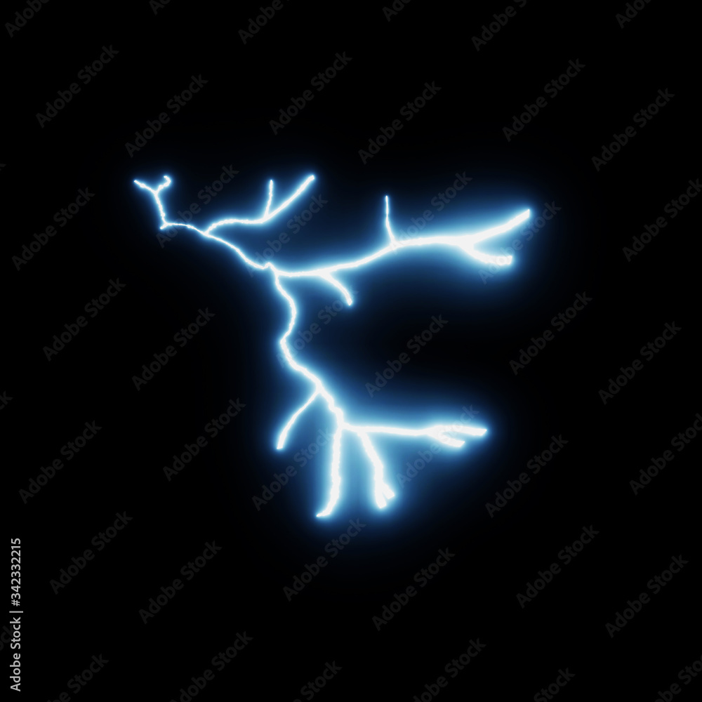 Fototapeta premium Render z piorunami na białym tle na czarnym tle