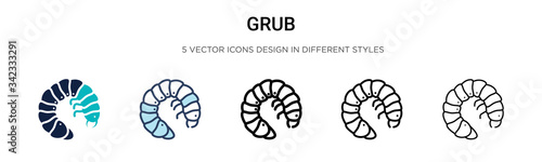 Grub icon in filled, thin line, outline and stroke style. Vector illustration of two colored and black grub vector icons designs can be used for mobile, ui, web