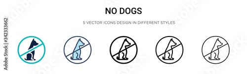 No dogs icon in filled, thin line, outline and stroke style. Vector illustration of two colored and black no dogs vector icons designs can be used for mobile, ui, web