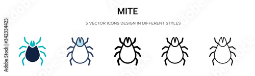 Mite icon in filled, thin line, outline and stroke style. Vector illustration of two colored and black mite vector icons designs can be used for mobile, ui, web