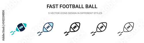 Fast football ball icon in filled, thin line, outline and stroke style. Vector illustration of two colored and black fast football ball vector icons designs can be used for mobile, ui, web