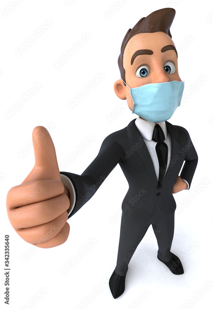 3D illustration of a cartoon character with a mask 3D illustration of a cartoon character with a mask