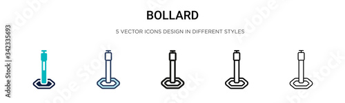Bollard icon in filled, thin line, outline and stroke style. Vector illustration of two colored and black bollard vector icons designs can be used for mobile, ui, web